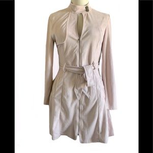 Woman’s Suede Trench Style LongSleeve Blush Dress